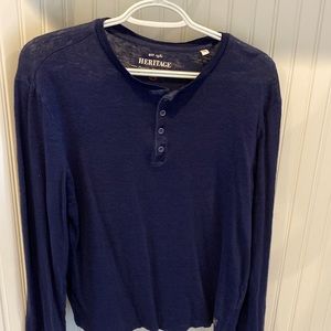 Heritage - Leo Linen Henley, Medium, Navy